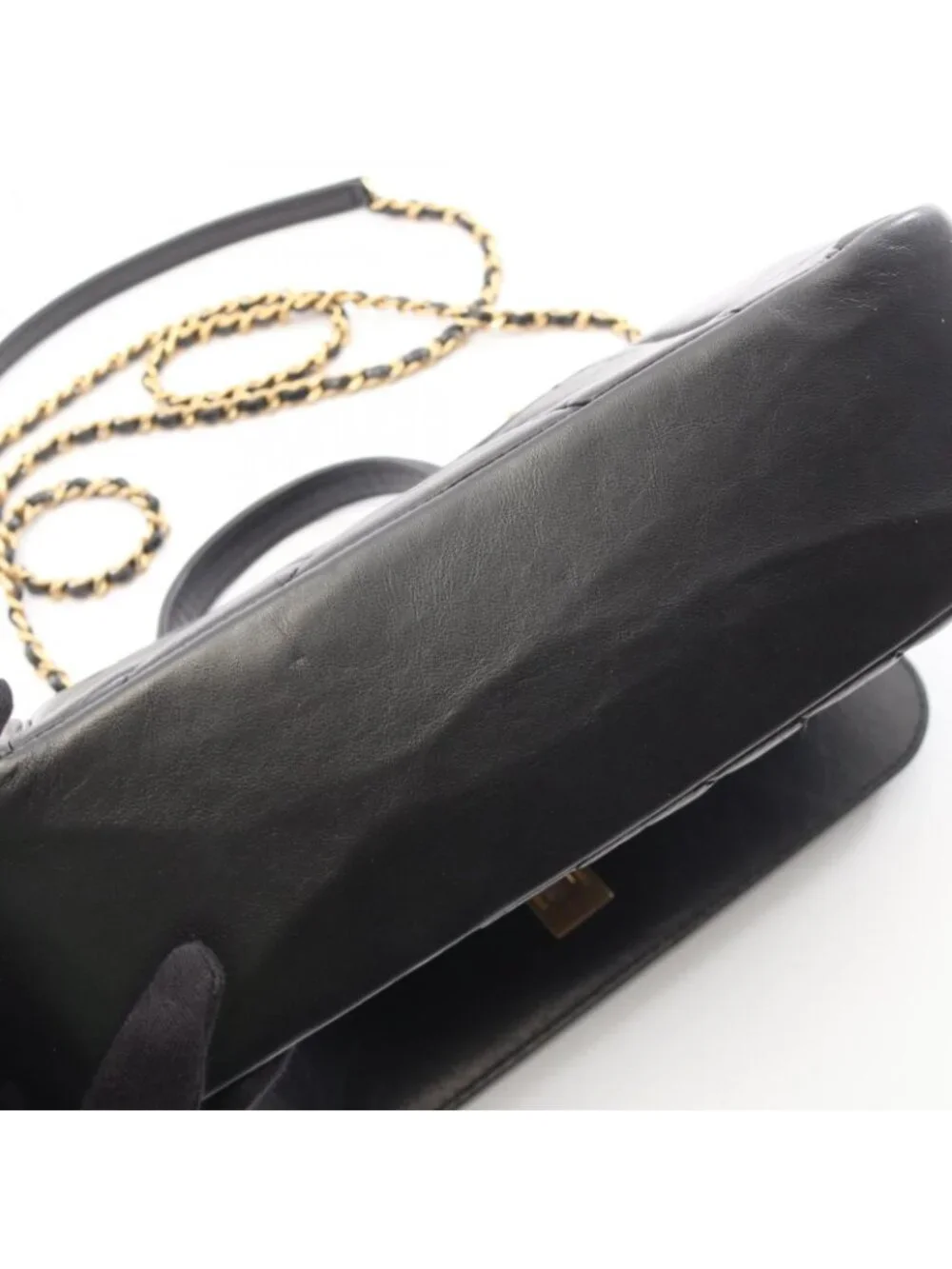 Chanel Shoulder Bag Mademoiselle Stitch Top Handle 2-Way Black Leather Chain